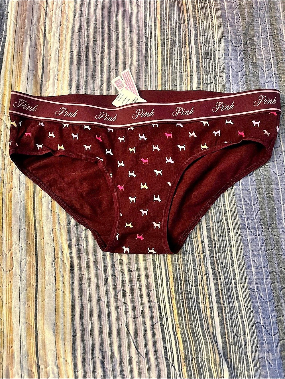 PINK Printed Bikini Panty NWT in Brown &
